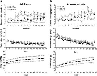 Influence of Age and Genetic Background on Ethanol Intake and Behavioral Response Following Ethanol Consumption and During Abstinence in a Model of Alcohol Abuse